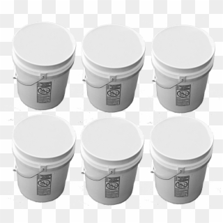 5 Gallon Plastic Buckets White Six Pack 5 - 5 Gallon Bucket, HD Png Download