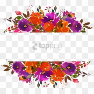 Free Png Watercolor Flowers Frame Orange Png Image - Flower Frame Png Hd, Transparent Png