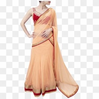 Graphic Black And White Stock Peach And Maroon Saree, HD Png Download