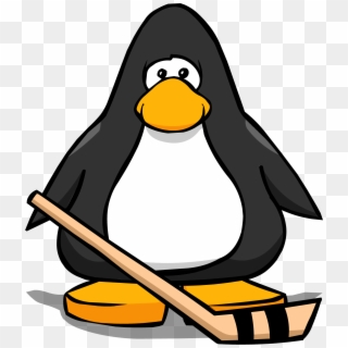 Hockey Stick From A Player Card - Penguin With Hockey Stick, HD Png Download