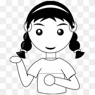 Cute Girl 2 Black White Line Art Scalable Vector Graphics - Sister Picture Cartoon Black And White, HD Png Download