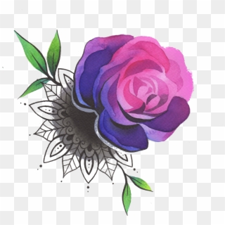 Rose With Mandala - Rose Tattoo Colored Png, Transparent Png