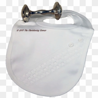 Windowpane Trimmed Christening Bib With Buttons - Toilet, HD Png Download