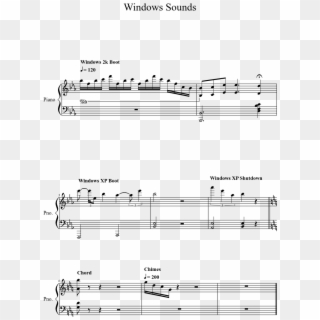Windows Sounds Sheet Music 1 Of 1 Pages - Windows Xp Startup Sound Notes, HD Png Download