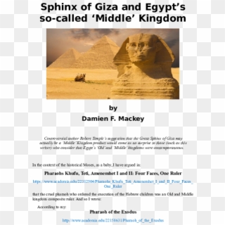Sphinx Of Giza And Egypt's So-called 'middle' Kingdom - Pyramid Of Khafre, HD Png Download