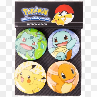 Starter Pokemon Loungefly Button Badges 4 Pack - Cartoon, HD Png Download