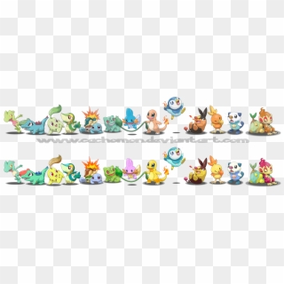 All Pokemon Starters Shiny By Cachomon-d4p78uo, HD Png Download