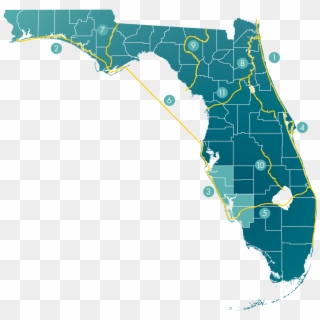 Map Of Florida Outlining And Number The Waterways According - Florida Election Map 2016, HD Png Download