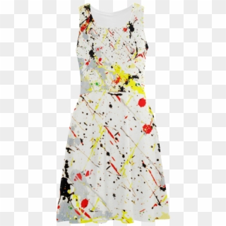 Yellow & Black Paint Splatter Atalanta Sundress - Day Dress, HD Png Download
