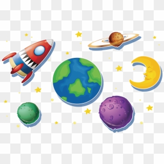 T Shirt Clip - Spaceship And Planets, HD Png Download