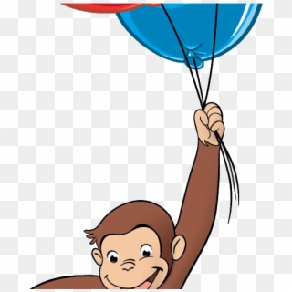 Curious George In The Cap Coloring Pages For Kids Printable - Curious George With Balloons Png, Transparent Png