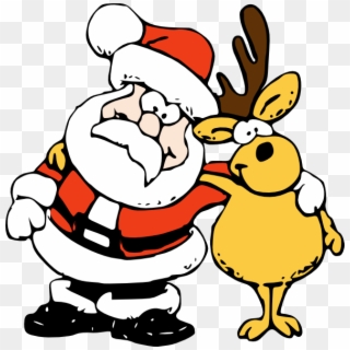 Download Clipart - Santa And Reindeer Cartoon, HD Png Download