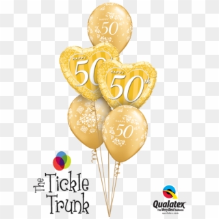 Happy 50th Anniversary Gold Balloon Bouquet An-06 - Qualatex, HD Png Download