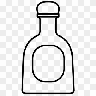 Tequila Bottle Coloring Page - Tequila Bottle Line Art, HD Png Download