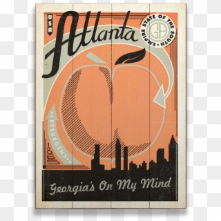 Classic Letterpress Art Of A Peach In The Background - Georgia On My Mind, HD Png Download