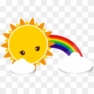 Sky Cartoon Yellow - Sun And Rainbow Clipart, HD Png Download