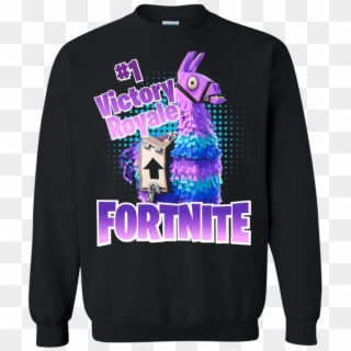 Fortnite Victory Royale Lucky Llama Funny Shirt Sweatshirt, HD Png Download