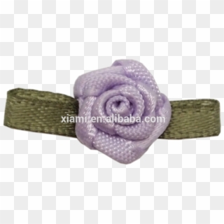 Party Decorated Purple Rose With Green Leaf Mini Ribbon - Artificial Flower, HD Png Download