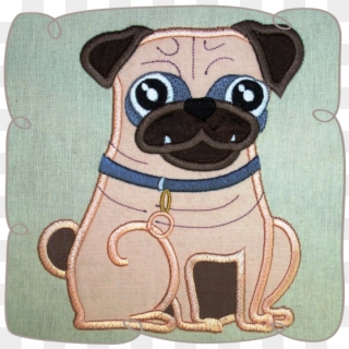 Perry Pug Dog Applique Machine Embroidery Design Pattern-instant - Pug Dog Embroidery, HD Png Download