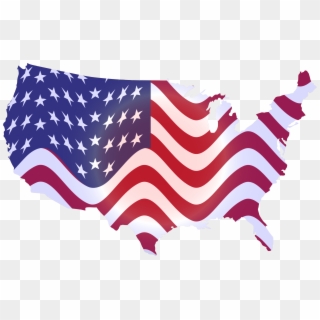 Flag America Map Icons - Wavy Us Flag Map, HD Png Download