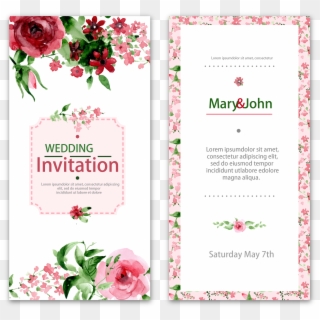 Flower Lace Wedding Invitations Watercolor Vector Invitation - Floral Para Convite Rosa, HD Png Download