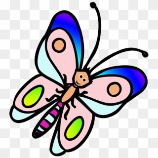 Similar Soft Butterfly Cliparts - Colored Butterfly Cartoon, HD Png Download