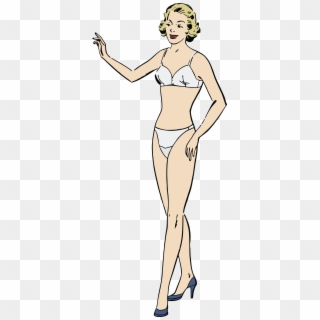 Free Clipart Of A Retro Blond Female Model In Undergarments - Woman In Underwear Clipart, HD Png Download