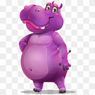 Purple Hippo Cartoon Character - Cartoon, HD Png Download