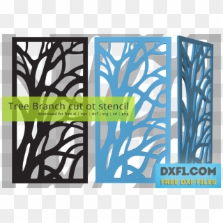 Tree Branch Cut Ot Stencil - Tree Dxf Files, HD Png Download