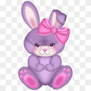 Free Png Download Purple Bunny With Pink Bow Png Images - Girl Easter Bunny Clipart, Transparent Png