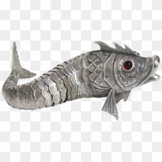 Rare Silver Articulated Fish, Art Deco Era From Spain - Lunge, HD Png Download