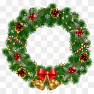 Free Png Christmas Wreath With Bells Png Images Transparent - Christmas Wreath Clipart, Png Download