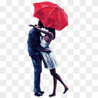 Kissing Couple Romantic Umbrella Love Inlove, HD Png Download