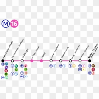 Metro Paris M16-planv2 - Paris Métro Line 12, HD Png Download