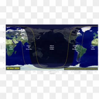 Map Of Where The Eclipse Of March 2026 Will Be Visible - World Map, HD Png Download