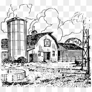 Farm Drawing At Getdrawings - Black And White Farm Drawing, HD Png Download