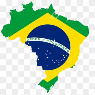 Map Of Brazil With Flag - Brazil Country With Flag, HD Png Download