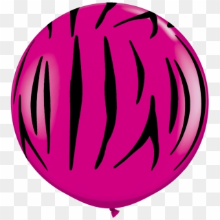 3ft Zebra Stripes A Round Wild Berry Latex Balloons, HD Png Download