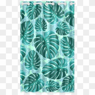 Tropical Leaf Monstera Plant Pattern New Window Curtain - Motif, HD Png Download