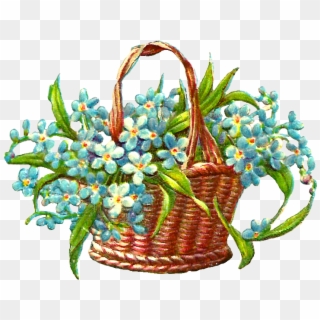 Flower Baskets Clip Art - Spring Flower Basket Cliparts, HD Png Download