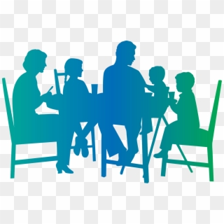 Family Dinner Table Silhouette, HD Png Download