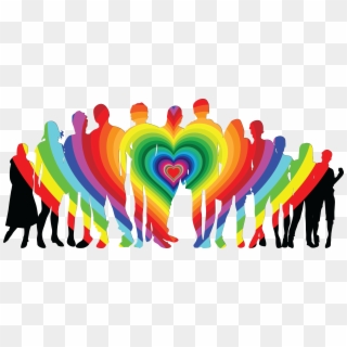 Free Clipart Of A Silhouetted Crowd With A Rainbow - Love Big Family Png, Transparent Png