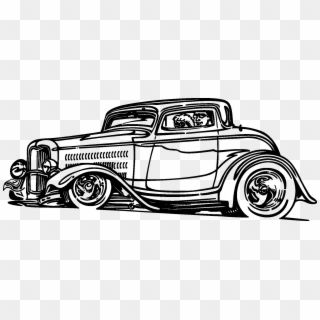 Old Classic Cars Silhouette - Classic Car Drawing Png, Transparent Png