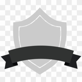 Gray Shield Badge With Black Ribbon - Black Ribbon Banner, HD Png Download