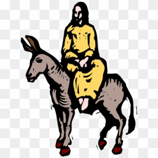 Clip Art Royalty Free Library Jesus On A Donkey Clipart - El Burro Y Jesus, HD Png Download