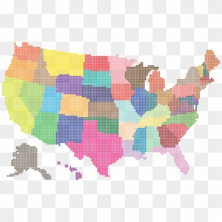 Free Clipart Of A Colorful - United States Map Dots, HD Png Download