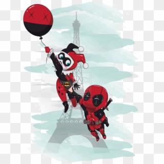 Harley Quinn Tattoo Designs - Cute Deadpool And Harley, HD Png Download