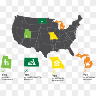 Statewide Marijuana Reform Initiatives - Map Of United States Blue, HD Png Download