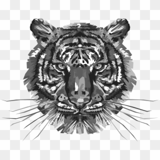 Geometric Tiger Head Grayscale - Tiger Colorful, HD Png Download