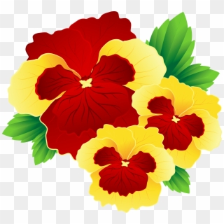 Red And Yellow Pansies Png Clipart Image - Yellow And Red Flowers Clipart, Transparent Png